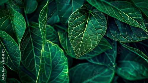 Green tropical plant close-up