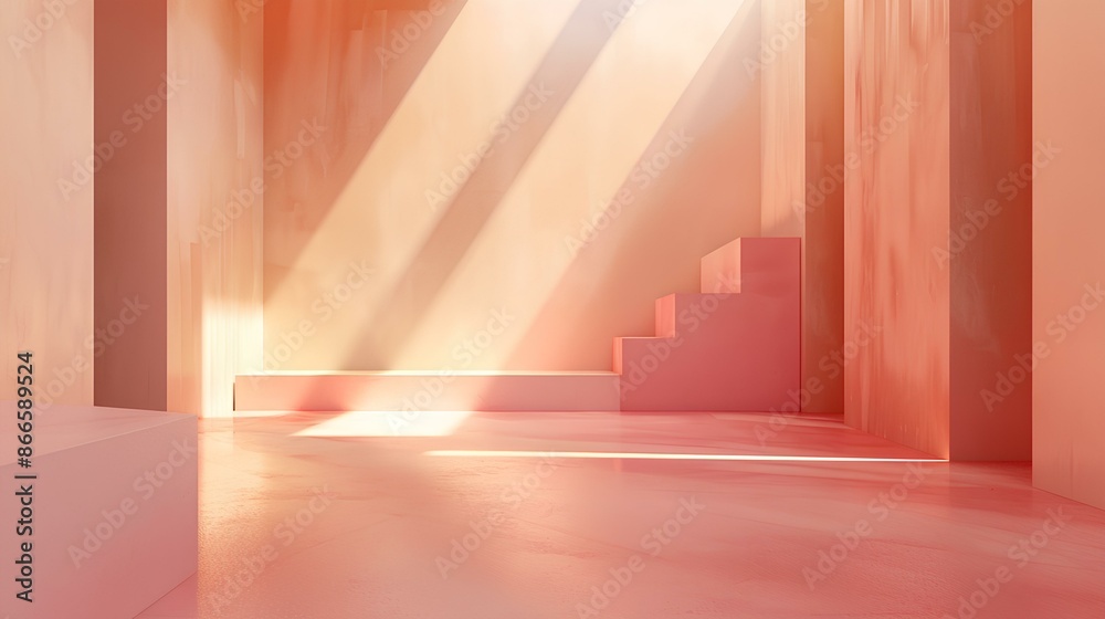 Warm-toned minimalist room with geometric shadows Warm-toned minimalist room with geometric shadows