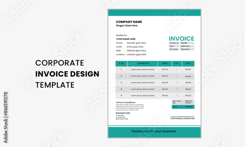 Modern Professional Invoice Design Template .Business invoice Design for the Corporate people
