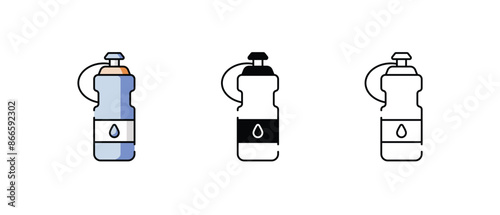 Water Bottle icons vector set stock illustration