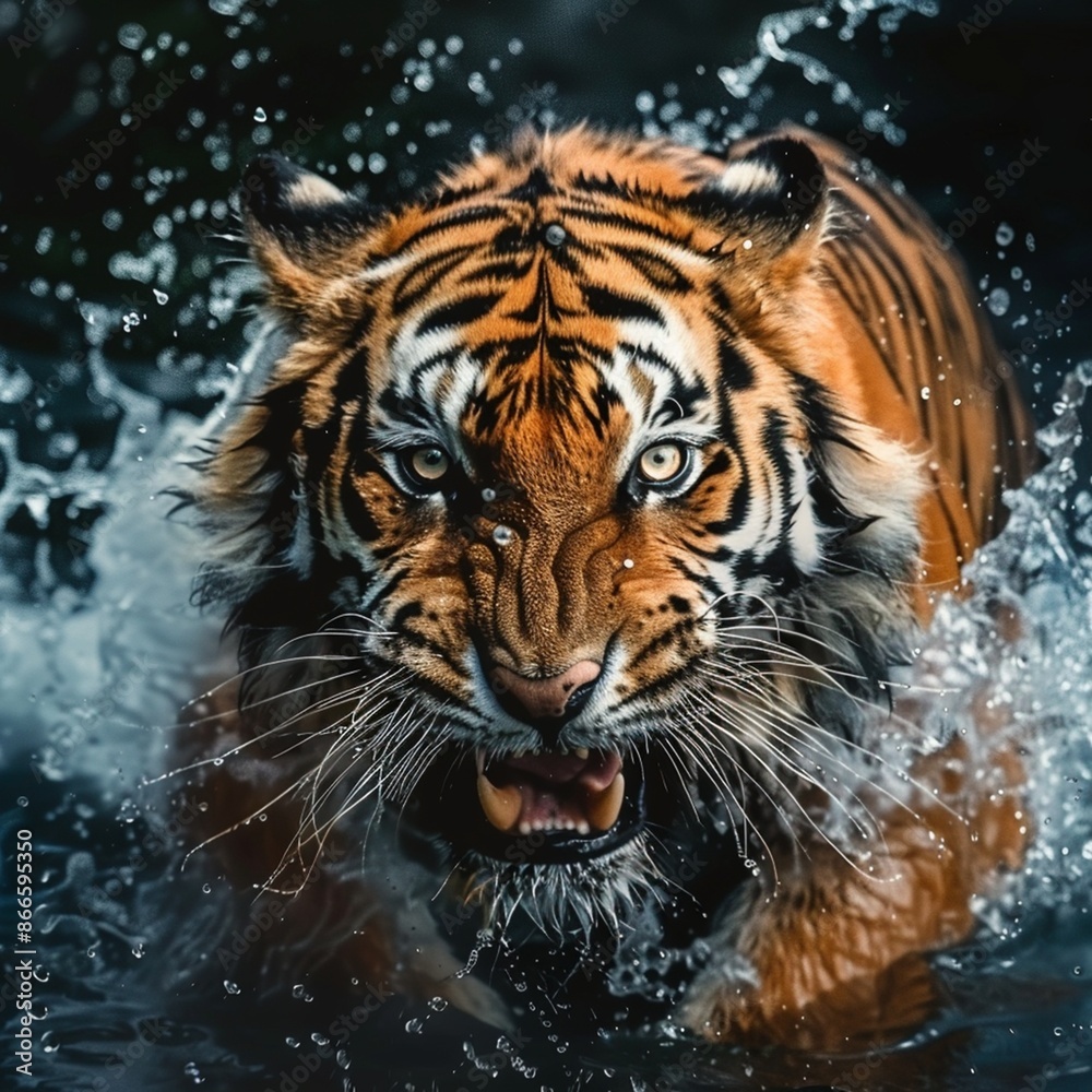 Naklejka premium tiger in water