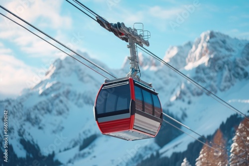 A ski lift with a red