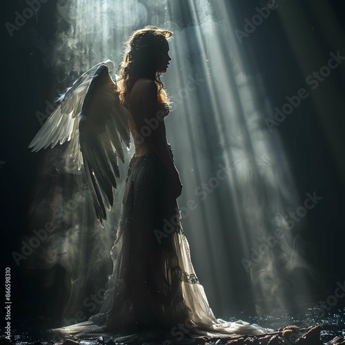 Mystical light on angelic figure.