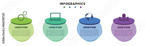 Business Vector Infographic label design template with icons and 4 options or steps. Can be used for process diagram, presentations, workflow layout, banner, flow chart, info graph.