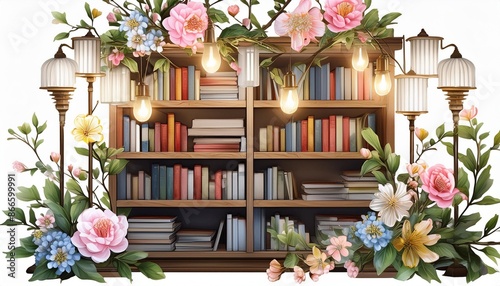 wooden shelf with flowers