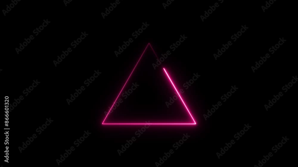 abstract beautiful glowing neon triangle icon.on a black background abstract beautiful glowing neon triangle icon.on a black background