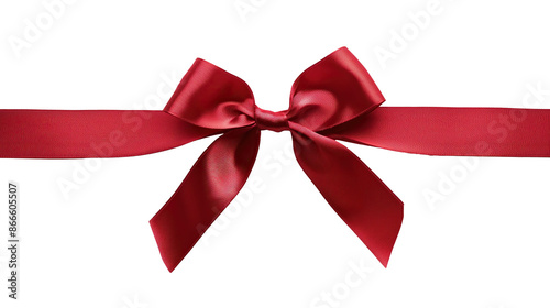 Vibrant red satin ribbon with bow on transparent background © Ryan