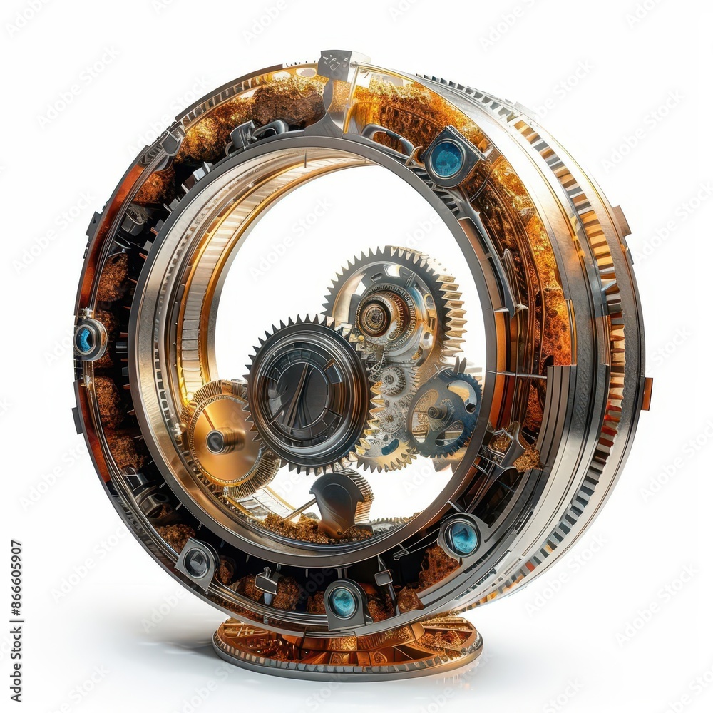 Fototapeta premium clock with gears inside of it on a white surface