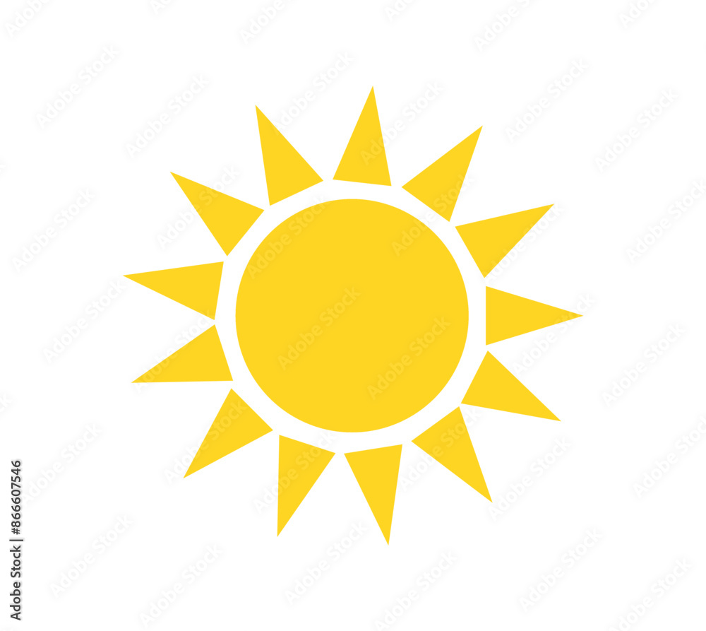Sun icon isolated on white background. Sunshine, Sunset. Solar icon. Decorative circle full. Vector illustration Sun icon isolated on white background. Sunshine, Sunset. Solar icon. Decorative circle full. Vector illustration