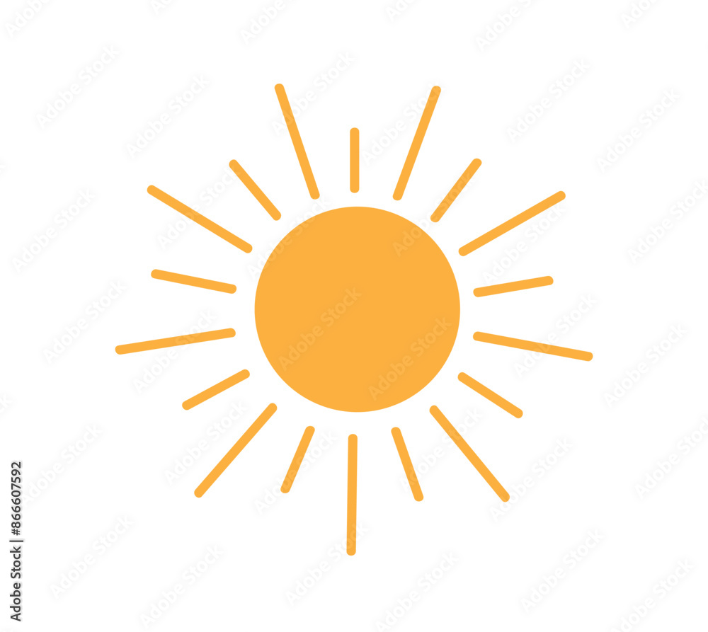 Sun icon isolated on white background. Sunshine, Sunset. Solar icon. Decorative circle full. Vector illustration Sun icon isolated on white background. Sunshine, Sunset. Solar icon. Decorative circle full. Vector illustration