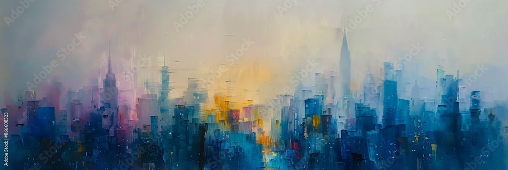 Abstraction. Panorama of big city. wide banner. Space for text. Mixed style painting. For poster, business card, invitation, flyer, banner, email, header, social media post. Generative Ai content Abstraction. Panorama of big city. wide banner. Space for text. Mixed style painting. For poster, business card, invitation, flyer, banner, email, header, social media post. Generative Ai content