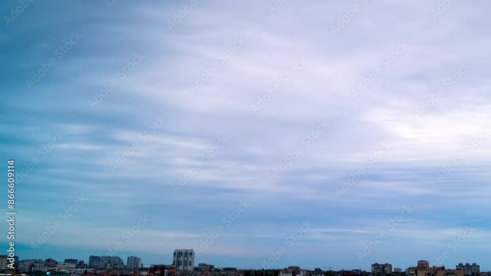 Fast Continuous Cloud Cover over City Rooftops. Time Lapse Fast Continuous Cloud Cover over City Rooftops. Time Lapse