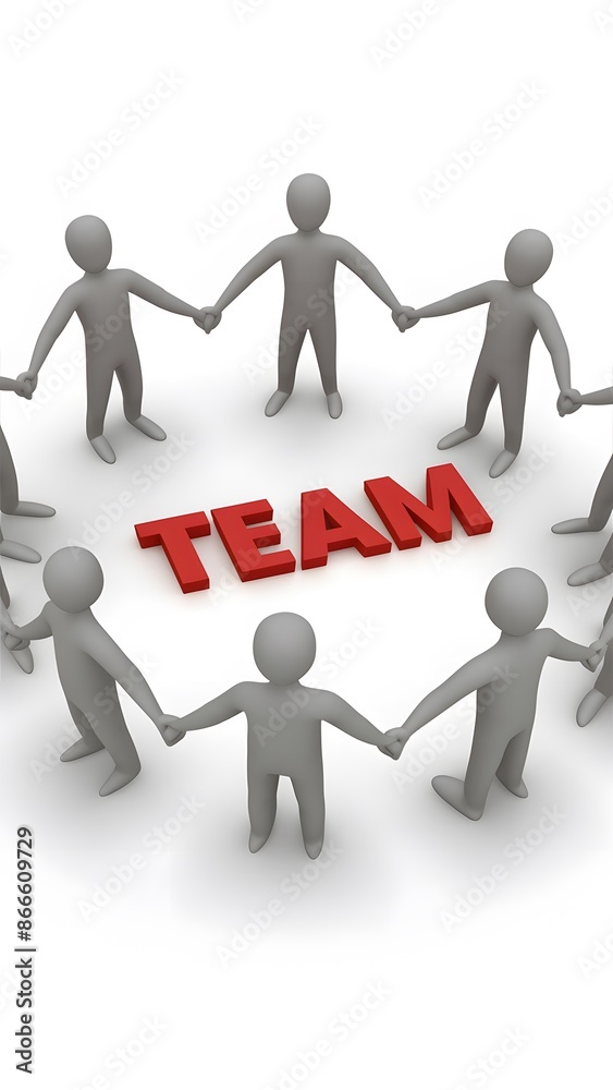 Eight 3D figures hold hands around TEAM, emphasizing unity Vertical Mobile Wallpaper Eight 3D figures hold hands around TEAM, emphasizing unity Vertical Mobile Wallpaper