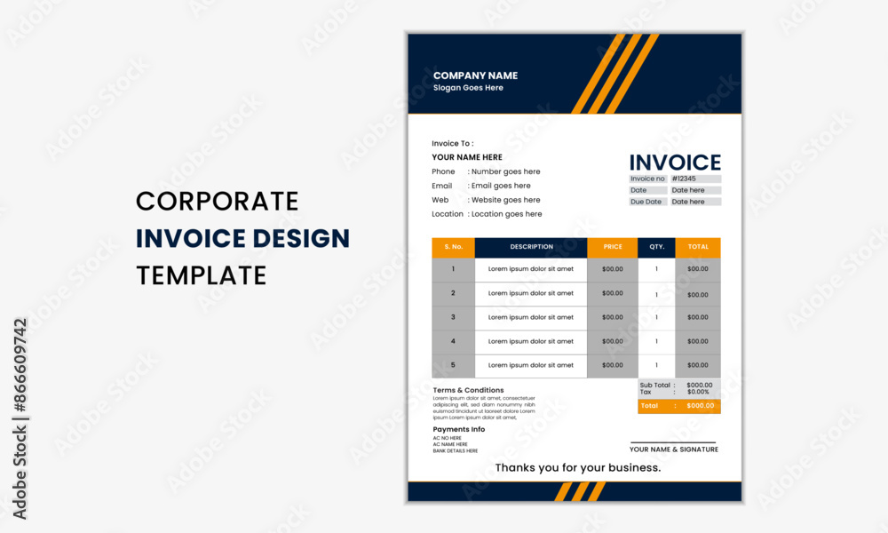 Obraz premium Business invoice Template Design, Modern professional Invoice Design Template. Vactor Template.