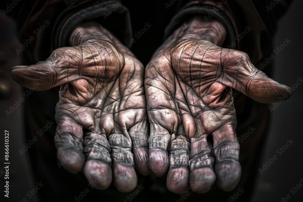 Extreme Close-Up of Elderly Hands with Deep Wrinkles and Weathered Skin Extreme Close-Up of Elderly Hands with Deep Wrinkles and Weathered Skin