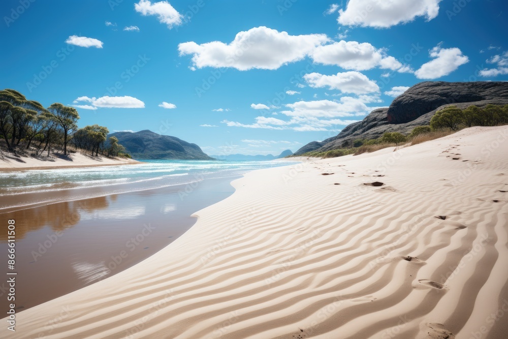 Noosa, Australia, Great Sandy National Park (Great Sandy National Park), with sand dunes., generative IA Noosa, Australia, Great Sandy National Park (Great Sandy National Park), with sand dunes., generative IA