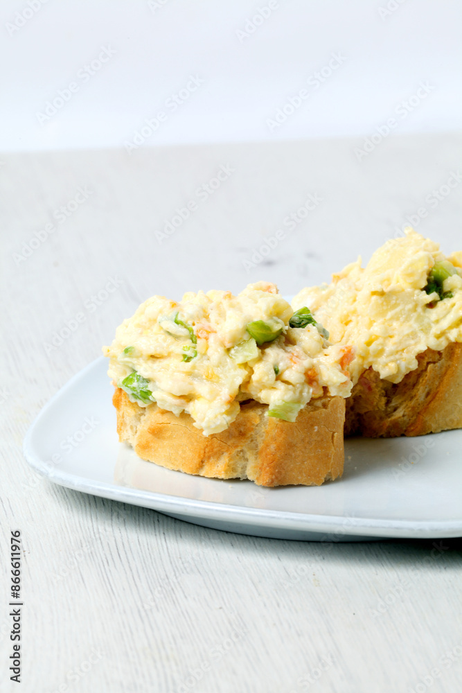 Russian salad appetizer with bread Russian salad appetizer with bread