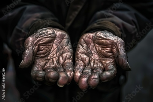 Wallpaper Mural Extreme Close-Up of Elderly Hands with Deep Wrinkles and Weathered Skin Torontodigital.ca