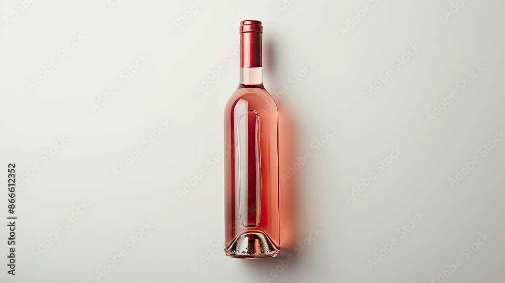 Artistic top-down shot of a sophisticated rosa wine bottle on a pure white backdrop, perfect for upscale presentations Artistic top-down shot of a sophisticated rosa wine bottle on a pure white backdrop, perfect for upscale presentations