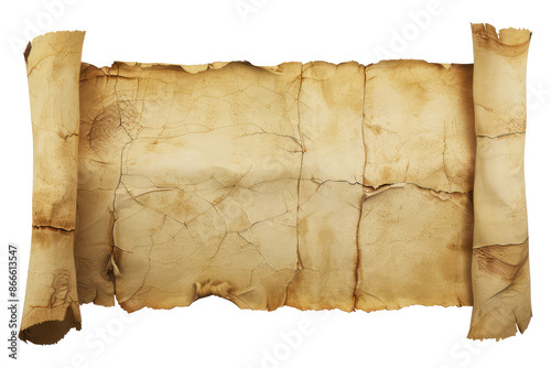 Old paper horizontal banner isolated on transparent background