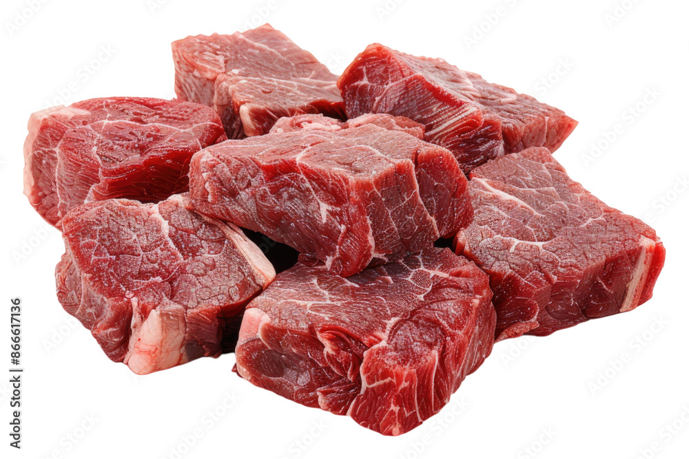 Pieces of raw steak isolated on white background Pieces of raw steak isolated on white background
