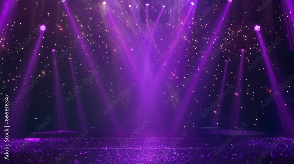 Glittering Gala Golden Stage Opening with Spotlights and Luxurious