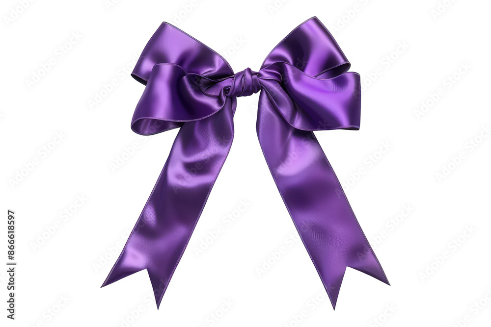 Naklejka premium Purple ribbon bow isolated on transparent background