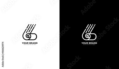 Digital technology paper roll logo. Simple line paper icon. Graphic vector illustration design