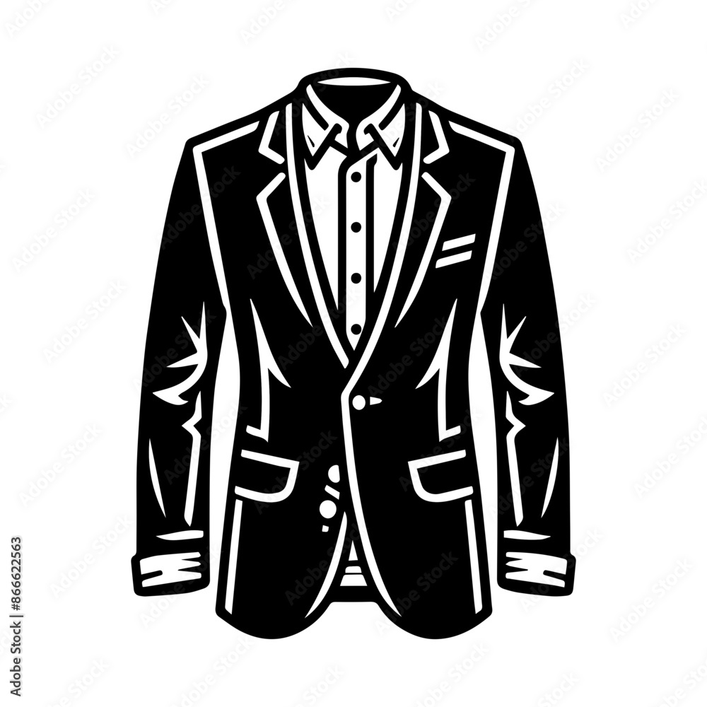 Blazer Jacket suit flat sketch fashion illustration Blazer Jacket suit flat sketch fashion illustration