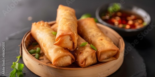 Authentic Filipino Lumpia Recipe with Pork and Vegetables A Simple Asian Appetizer. Concept Filipino cuisine, Lumpia recipe, Asian appetizer, Pork and vegetables, Authentic recipe