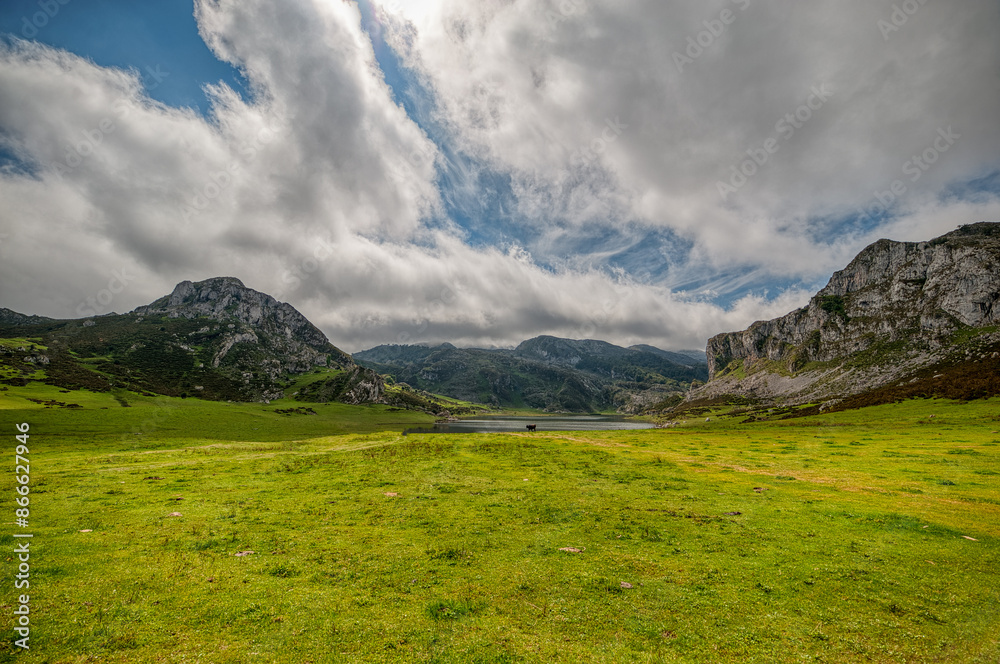 Fototapeta premium Cangas de Onís is a municipality, parish of the same homonymous municipality, of which it is the capital, in the Principality of Asturias, Spain.