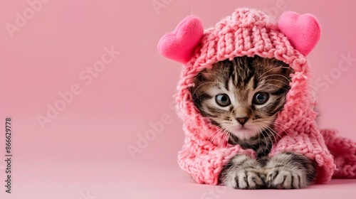 Adorable Kitten in Heart Sh...