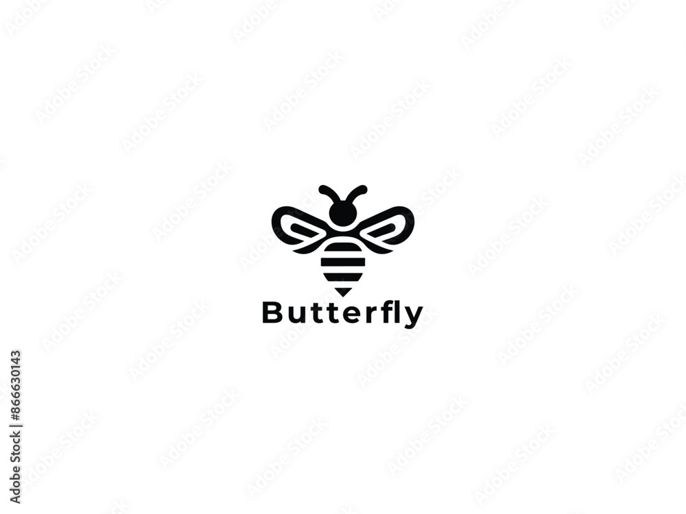 Butterfly logo icon on a white background. black and white butterfly. Butterfly logo icon on a white background. black and white butterfly.