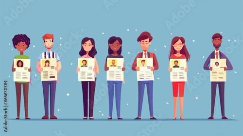 People choose resumes. Men and girls analyze candidate
