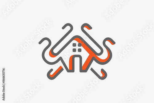 Illustration vector graphic of home and octopus. Good for logo