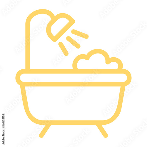 Bathtub icon with style outline fill
