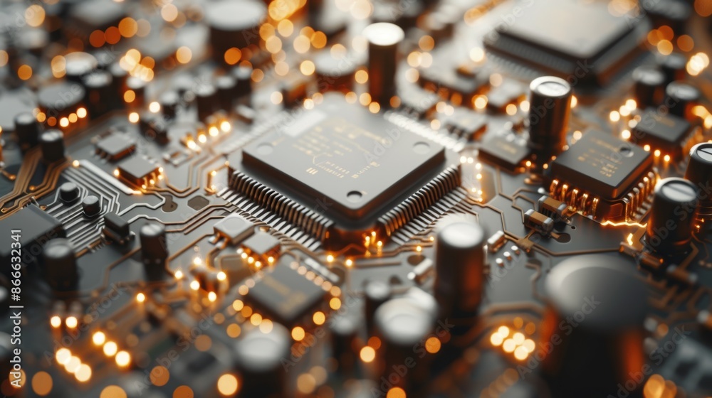 A close-up of a circuit board with intricate wiring and components, showcasing the abstract patterns and complexity of technology. A close-up of a circuit board with intricate wiring and components, showcasing the abstract patterns and complexity of technology.