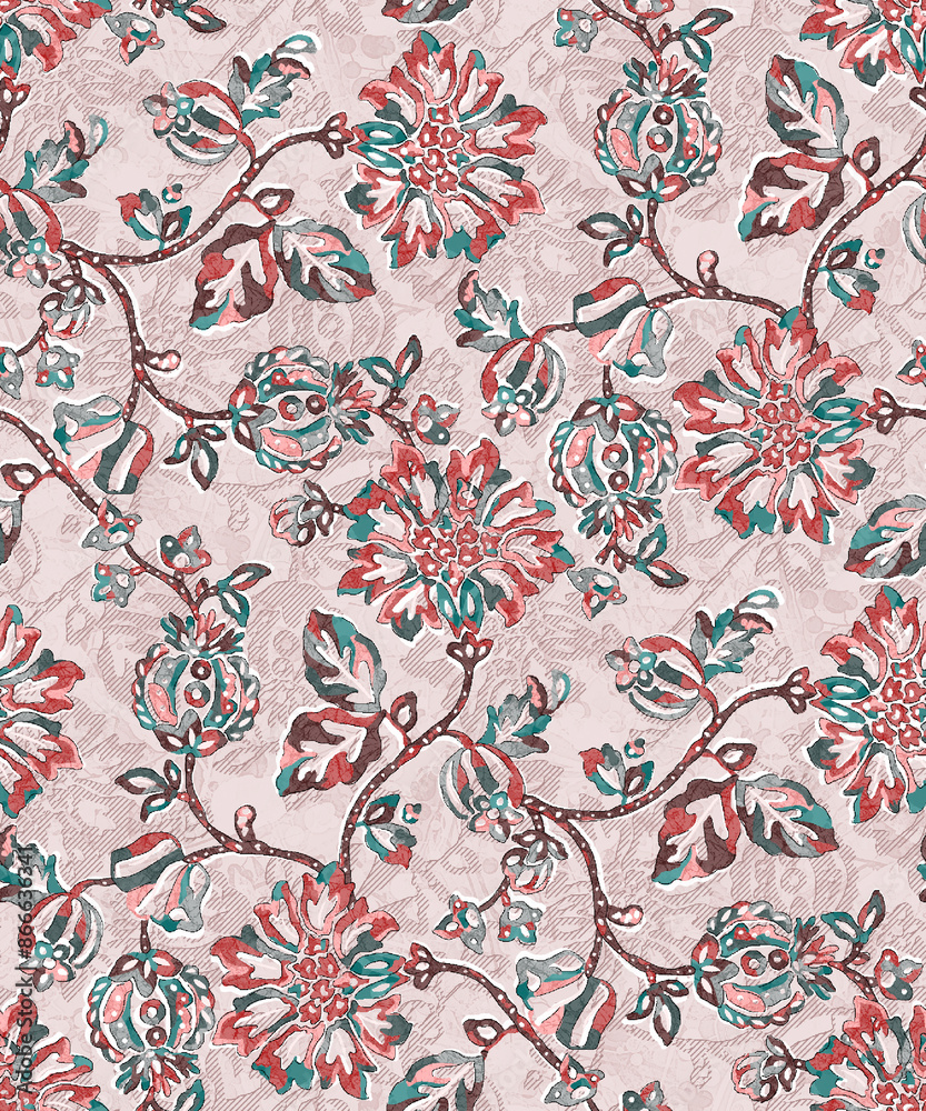 Ethnic Geometric boho seamless pattern. colourfull Repeating background. floral Cloth design, wallpaper.
