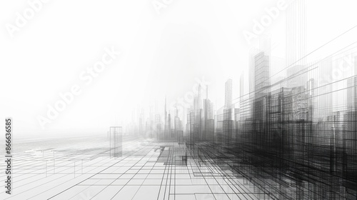 A series of lines representing the grid system of a city, forming a minimalist and geometric composition.