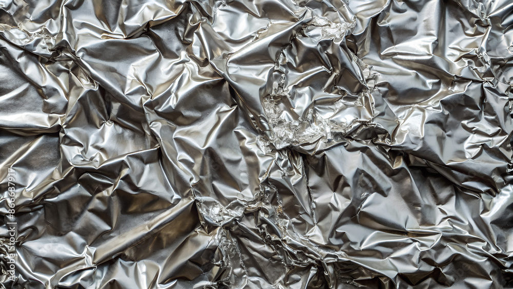 Texture with crumpled foil, close-up.
Texture with crumpled foil, close-up.