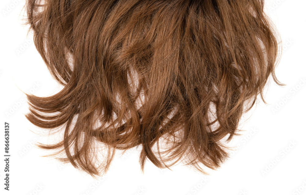 Naklejka premium Long human brown hair isolated on background. hair texture close up