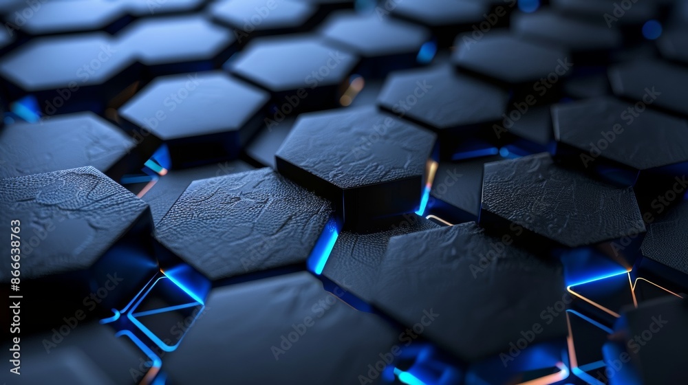Fototapeta premium Modern illustration of a modern background with grey and blue hexagons