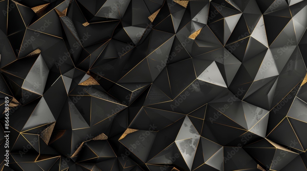 A low polygonal abstract triangle background in black and gold A low polygonal abstract triangle background in black and gold