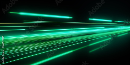 Illuminated green light streaks, Motion blur effect