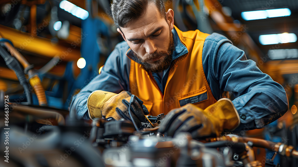 Male mechanic repairing car engine
Male mechanic repairing car engine