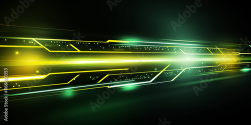 Futuristic Design with Neon Lights and Tech-Inspired Patterns, Abstract technology background