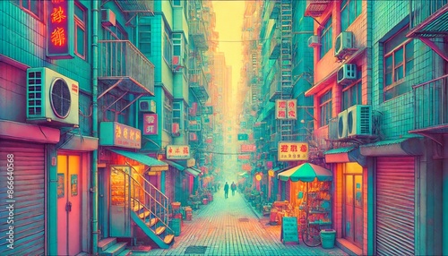 Wallpaper Mural A back alley in America, generative AI
 Torontodigital.ca