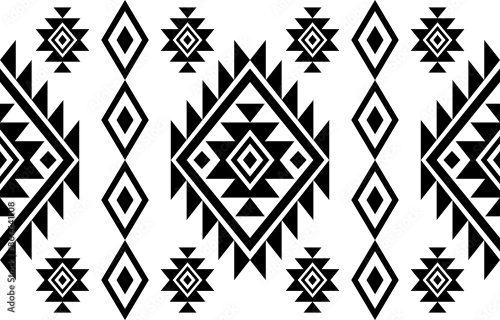 Ancient echoes Aztec geometric seamless patterns southwest Navajo Native American tribal ethnic black and white for textile printing Ancient echoes Aztec geometric seamless patterns southwest Navajo Native American tribal ethnic black and white for textile printing