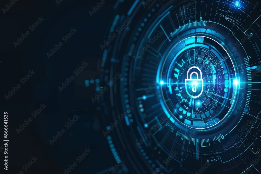Padlock closed on digital background. Padlock closed on digital background.