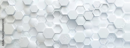 The abstract hexagon wallpaper or background is bright white and in 3D